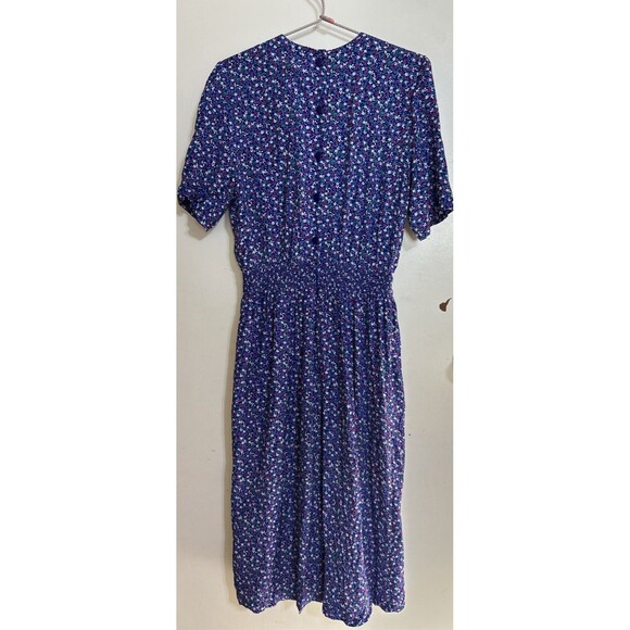 Karin Stevens Petites Womens Maxi Dress Size 12 Blue Floral Short Sleeve - Picture 4 of 9